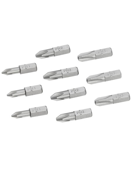 Juego de 10 puntas para atornillar Phillips 25 mm