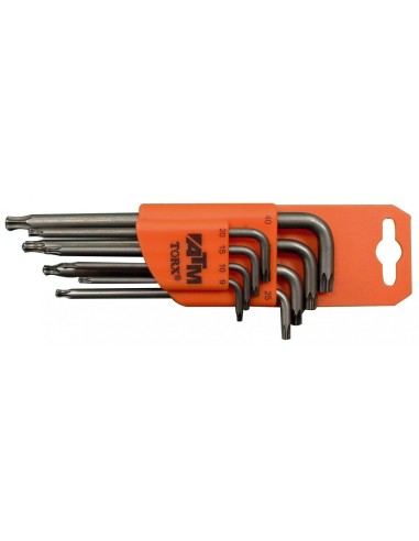 Juego de 8 llaves acodadas largas Torx + Torx de seguridad