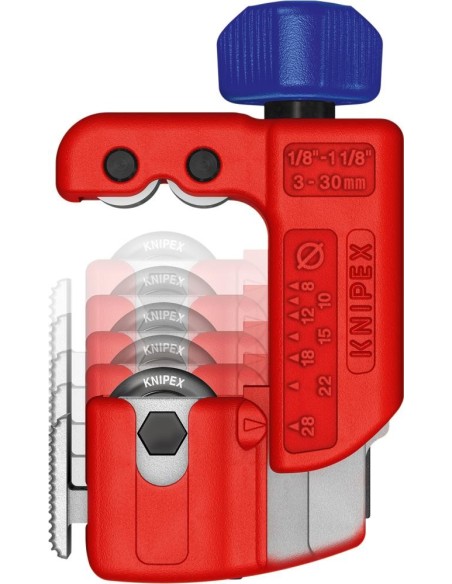 Cortatubos para cobre, latón y acero fino 3-30 mm KNIPEX
