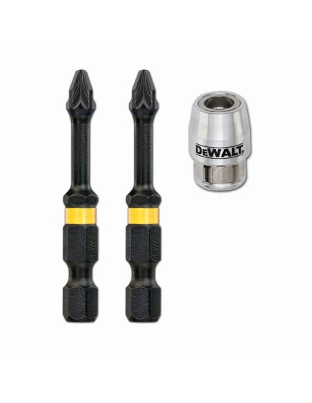 DT70535T-QZ - Puntas Torsión de Impacto 2 x Pz2 y adaptador magnético con bloqueo
