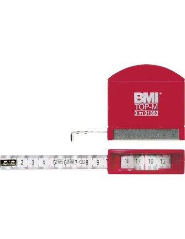 Cinta métrica de bolsilloblanca con suela de acerofino 3mx13mm BMI