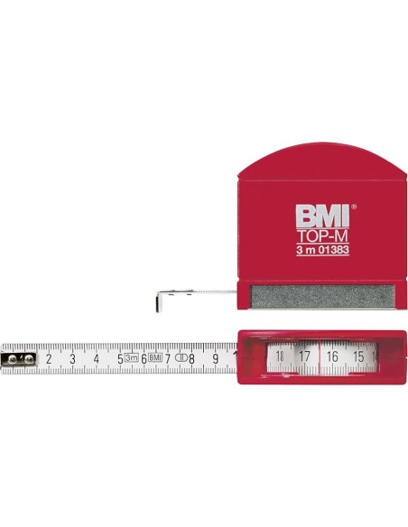 Cinta métrica de bolsilloblanca con suela de acerofino 3mx13mm BMI