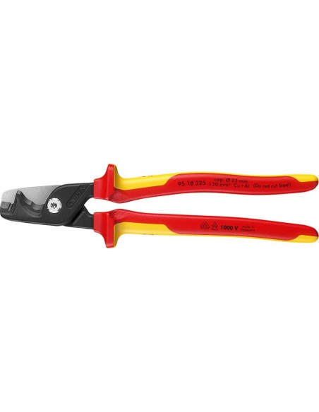 Cizalla para cable VDE con mango de varios componentes cabezal delgado de 225 mm KNIPEX
