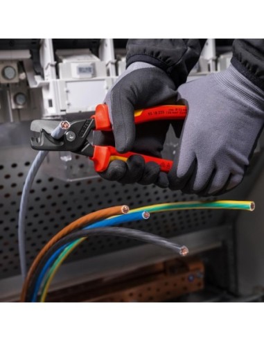 Cizalla para cable VDE con mango de varios componentes cabezal delgado de 225 mm KNIPEX