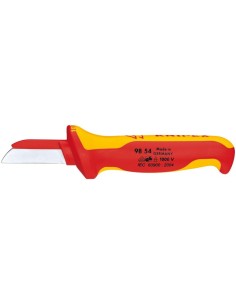 Cuchillo pelacables VDE 180mm con hoja 50mm con lomo de cuchilla plásticoKNIPEX