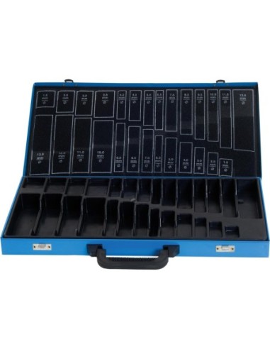Maletín metal vacío azul 230 piezas, incl. KLM DIN338
