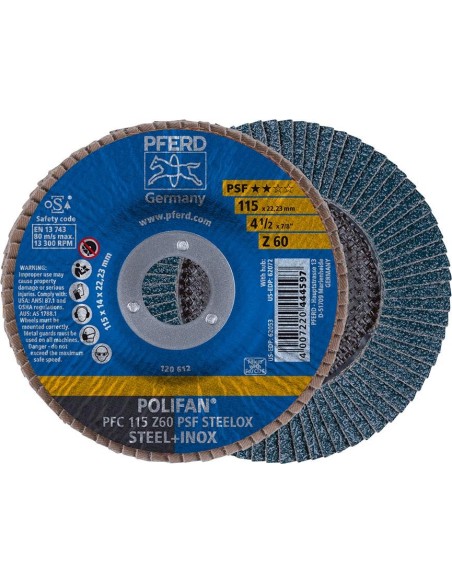 Disco abrasivo de láminasZ 60PSF recto 115mm K60 Pferd