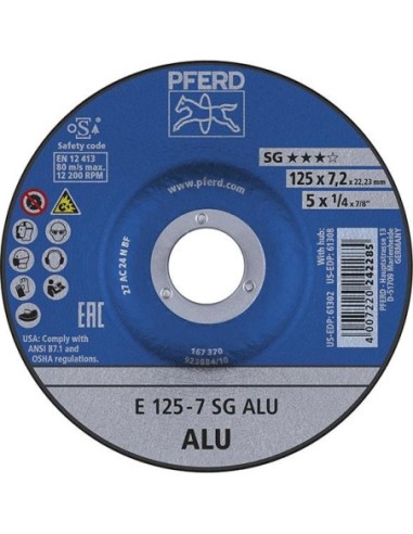 Disco desbaste acodado para aluminio A24NSG 125x7,2mm PFERD