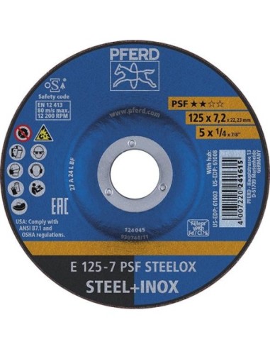 Disco desbaste acodado PSFSTEELOX 180x7mm PFERD