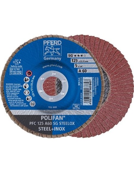 Disco abrasivo de láminasA 60SG convexo 125mm K60 Pferd