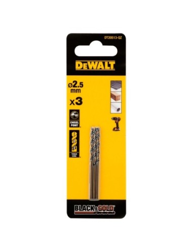 DT20513-QZ - 3 Brocas Black&Gold 2.5mm