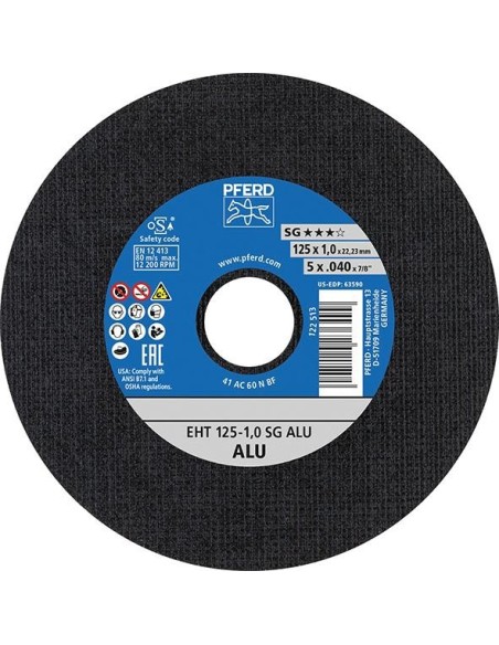 Disco de corte recto paraaluminio A46NSG 125x1,6mmPFERD