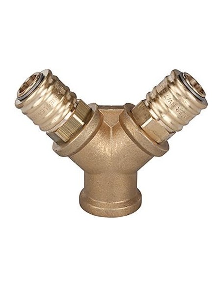 Distribuidor de latón con2 acoplamientos con roscahembra RI G1/4 RIEGLER