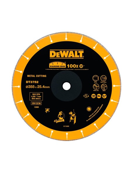 DT3752-QZ - Disco de diamante para cortar metales de 355mm de diametro y 25.4mm