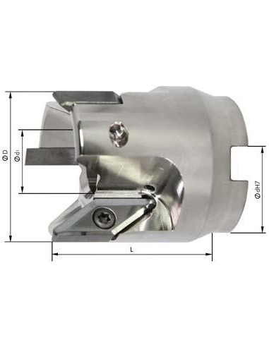 Fresa acoplable 90 gradospara Alu Z3 refrig. int. D80mm para tipo VCGT