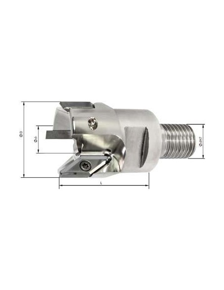 Fresa atornillable 90grados para Alu Z2 refrig. int. D32mm para tipo VCGT