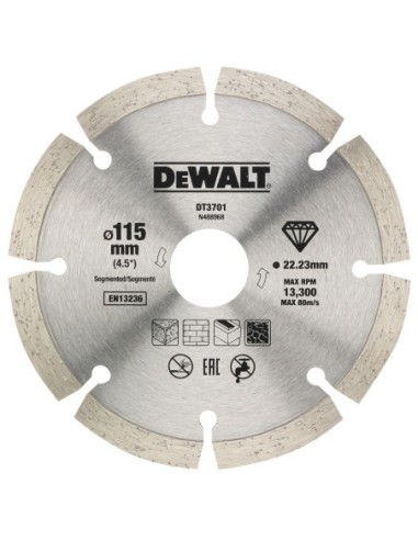 DT20455-QZ - Doble disco de diamante para corte en seco con borde segmentado 115mmx22.2mm, para materiales de construcción