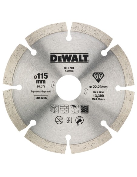 DT20455-QZ - Doble disco de diamante para corte en seco con borde segmentado 115mmx22.2mm, para materiales de construcción