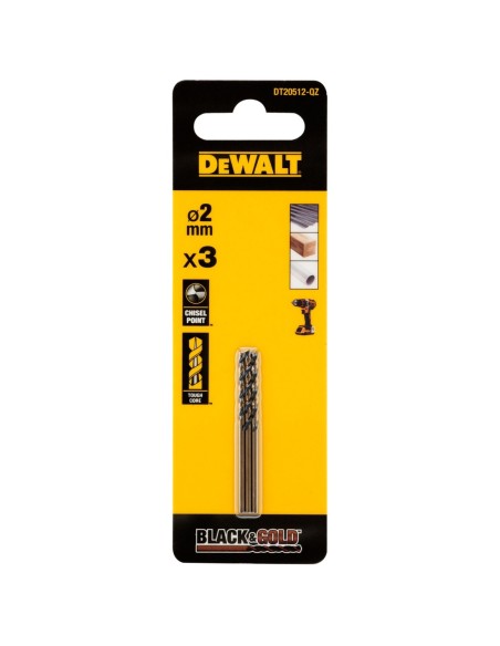 DT20512-QZ - 3 Brocas Black&Gold 2mm