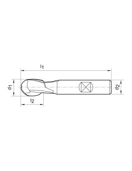Fresa esférica corta DIN327 HSSCo8 TiALN tipo N 32mm
