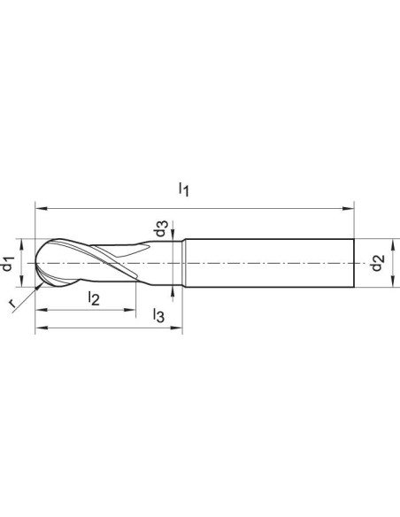 Fresa esférica VHM 3,0mm Z4 Perrox tipo H norma defábrica corta G-Mold 65 BGÜHRING