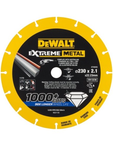 DT40255-QZ - Disco de corte con borde diamantado Extreme Metal 230x1.5x22.3mm