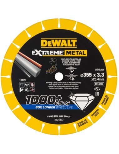 DT40257-QZ - Disco de corte con borde diamantado Extreme Metal 355x3.3x25.4mm