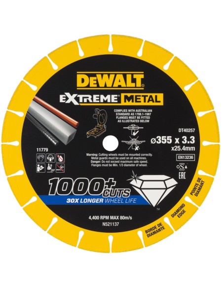 DT40257-QZ - Disco de corte con borde diamantado Extreme Metal 355x3.3x25.4mm