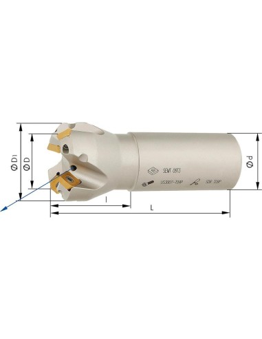 Fresa frontal 45 grados Z3 refrig. int. D32,0mm