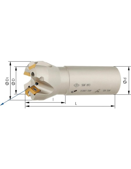 Fresa frontal 45 grados Z3 refrig. int. D32,0mm