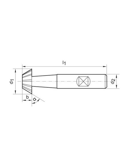 Fresa angular DIN1833 HSSCo5 forma D 45grados 25mm