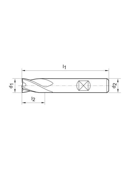 Fresa frontal VHM corta DIN6527 TiAlN Z4 vástago HB 4mm