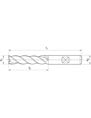 Fresa frontal lrga DIN844HSSCo8 tipo AL forma B 12mm