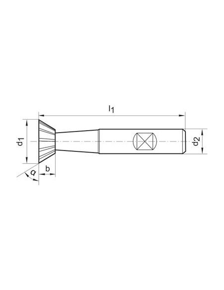 Fresa angular DIN1833 HSSCo5 forma C 45grados 16mm