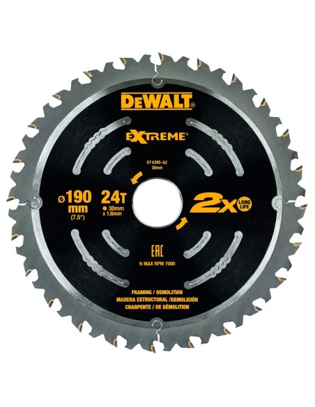 DT4395-QZ - Hoja para sierra circular de demolición 190mm 24T EXTREME