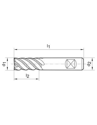 Fresa de desbastar VHM 16mm Z5 TiAlN HB tipo HR norma de fábrica FORMATO