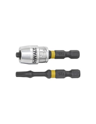 DT70538T-QZ - Puntas Torsión de Impacto 2 x T25 y adaptador magnético con bloqueo