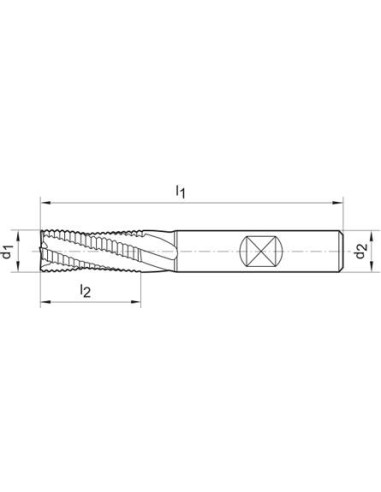 Fresa de desbastar VHM tipo HR 20,0mm larga Z4 TiAlN HB 25grados norma de fábrica