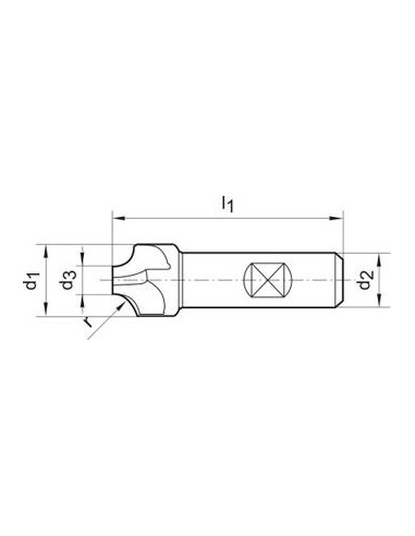 Fresa cóncava DIN6518 HSSCo8 TiCN forma B 1mm