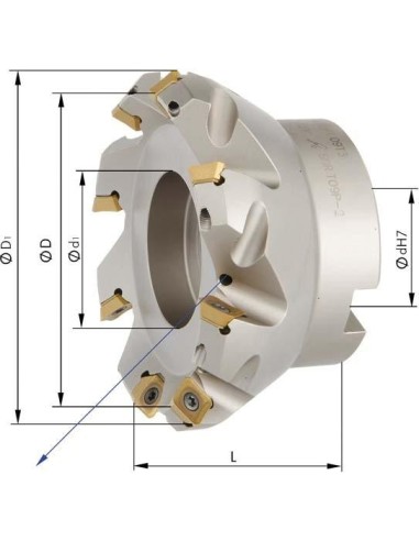 Fresa planear 45 grados Z5 refrig. int. D50,0mm