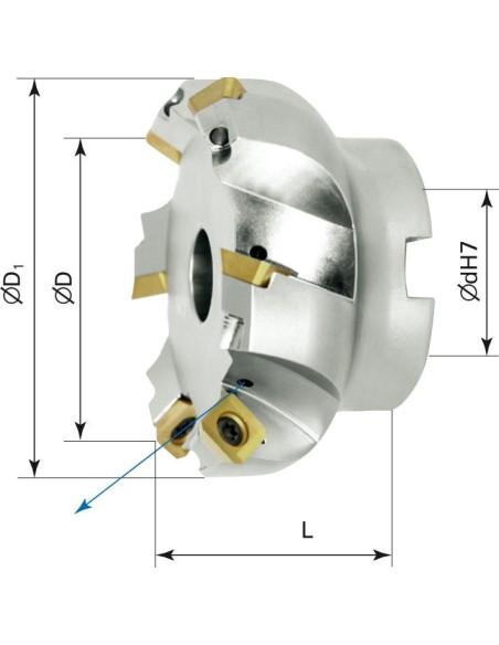 Fresa acoplable planear IKS 45grados Z4 SEET/SEEW D50mm