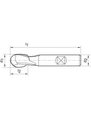 Fresa esférica corta DIN327 HSSCo8 TiALN tipo N 22mm