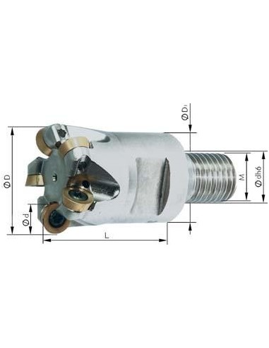 Fresa atornillable c/ AG Z2 refrigeración interna M10 D20mm Z 2 para RD