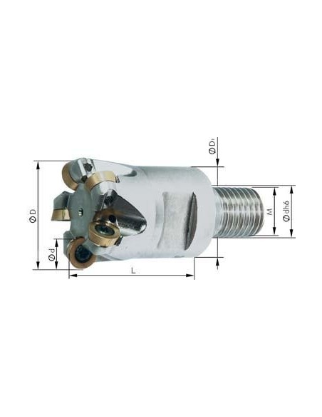 Fresa atornillable c/ AG Z2 refrigeración interna M12 D24mm Z 2 para RD