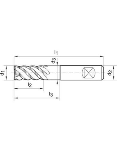 Fresa de desbastar VHM 12mm Z4 AlTiN HB tipo HR norma de fábrica FORMATO