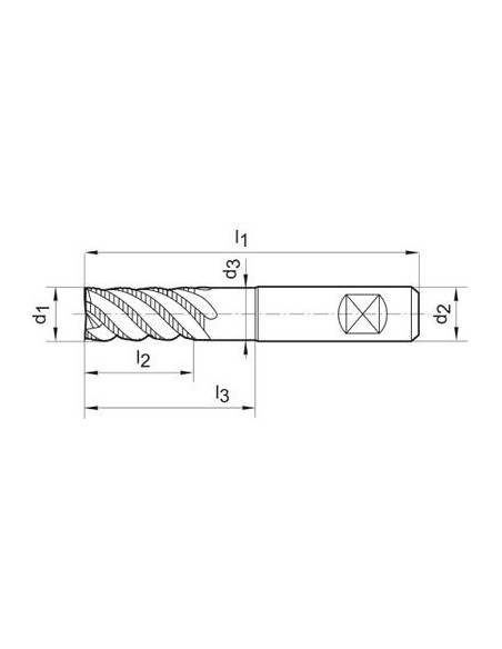 Fresa de desbastar VHM 12mm Z4 AlTiN HB tipo HR norma de fábrica FORMATO