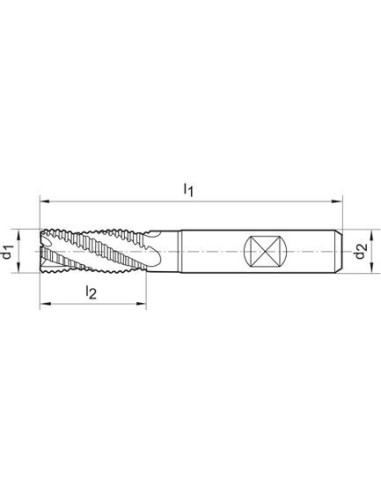 Fresa desbastar corta HSSDIN844 HSSCo8 TiALN NR 12mm &