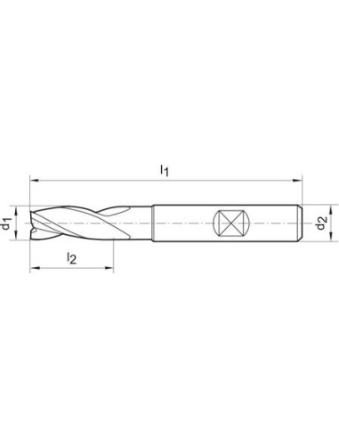 Fresa frontal VHM larga norma de fábrica TiAlN Z3vástago HA 4mm