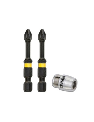 DT70536T-QZ - Puntas Torsión de Impacto 2 x PH2 y adaptador magnético con bloqueo