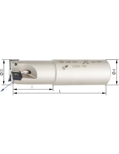 Fresa frontal 90 grados Z2 refrigeración interna D20mm para SOMT09
